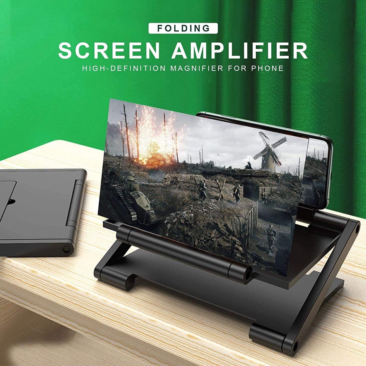 Mobile Screen Magnifier 8 inches Phone Enlarger Movie Amplifier Magnifying Glass with Foldable Stand