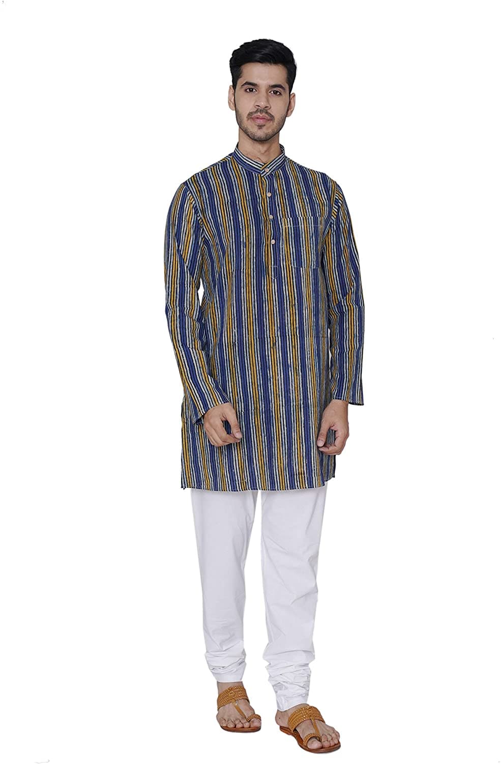 Full Sleeve Striped Jaipur Cotton Long Kurta