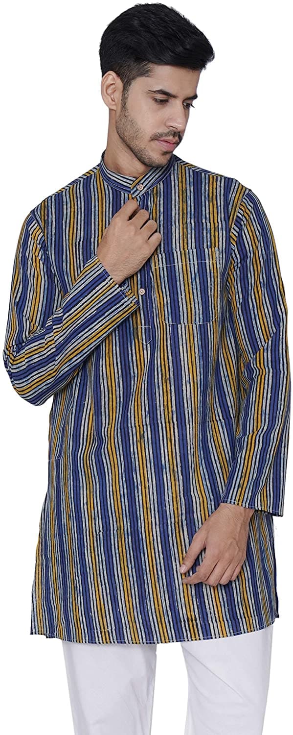 Full Sleeve Striped Jaipur Cotton Long Kurta