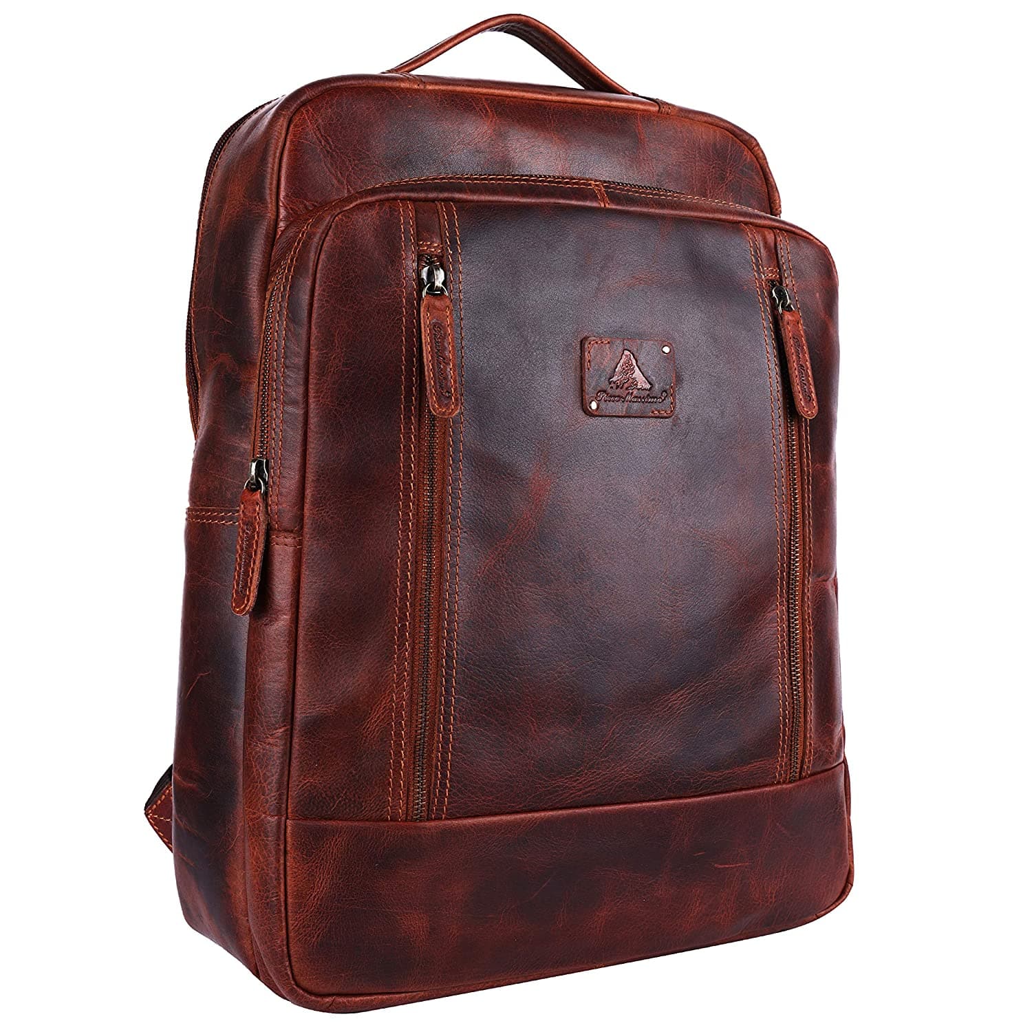 Premium Leather Work Casual Laptop Backpacks Ample Storage Features Padded Back Panel Multiple Pocket Sleeves