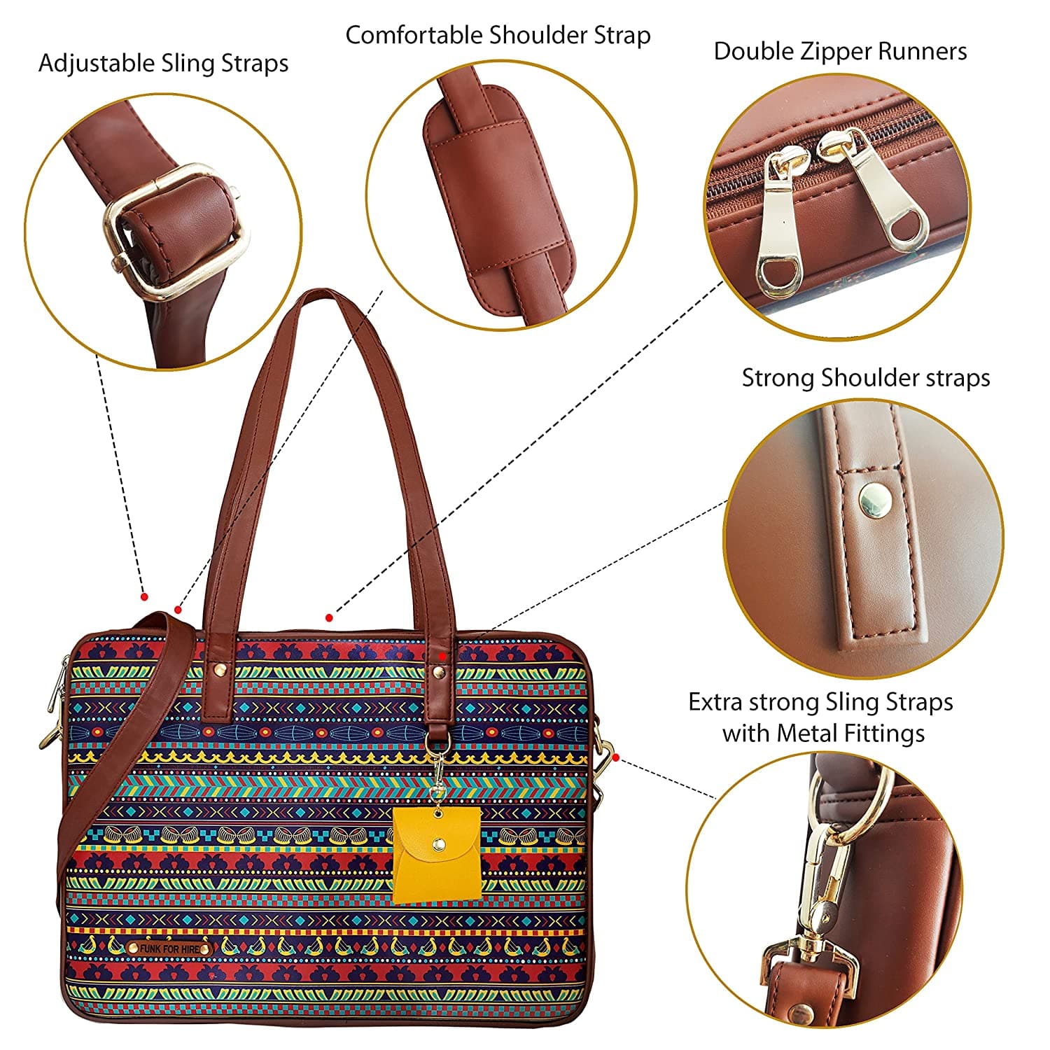 Women Printed Vegan Leather 15.6" Laptop HandbagPrinted Vegan Leather 15.6 Inch Laptop Handbag