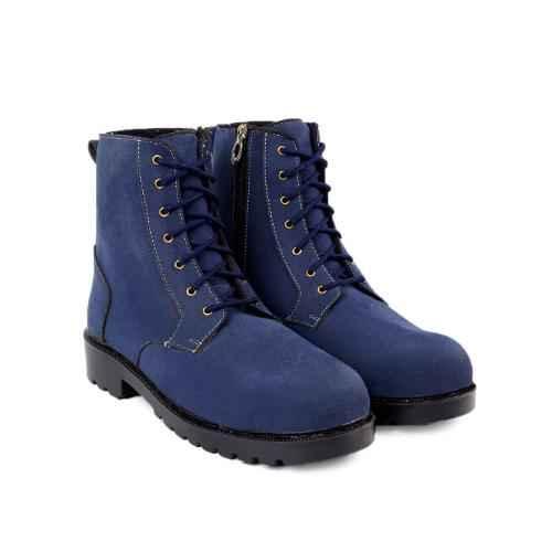 Synthetic Leather Steel Toe Airmix Sole Blue Safety Boots