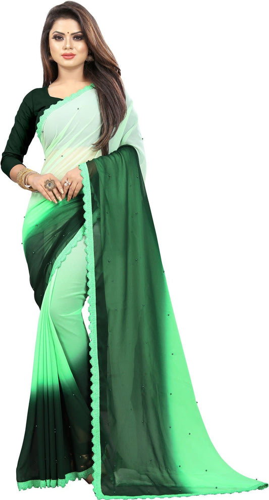 Self Design Kundan Lace Georgette Saree