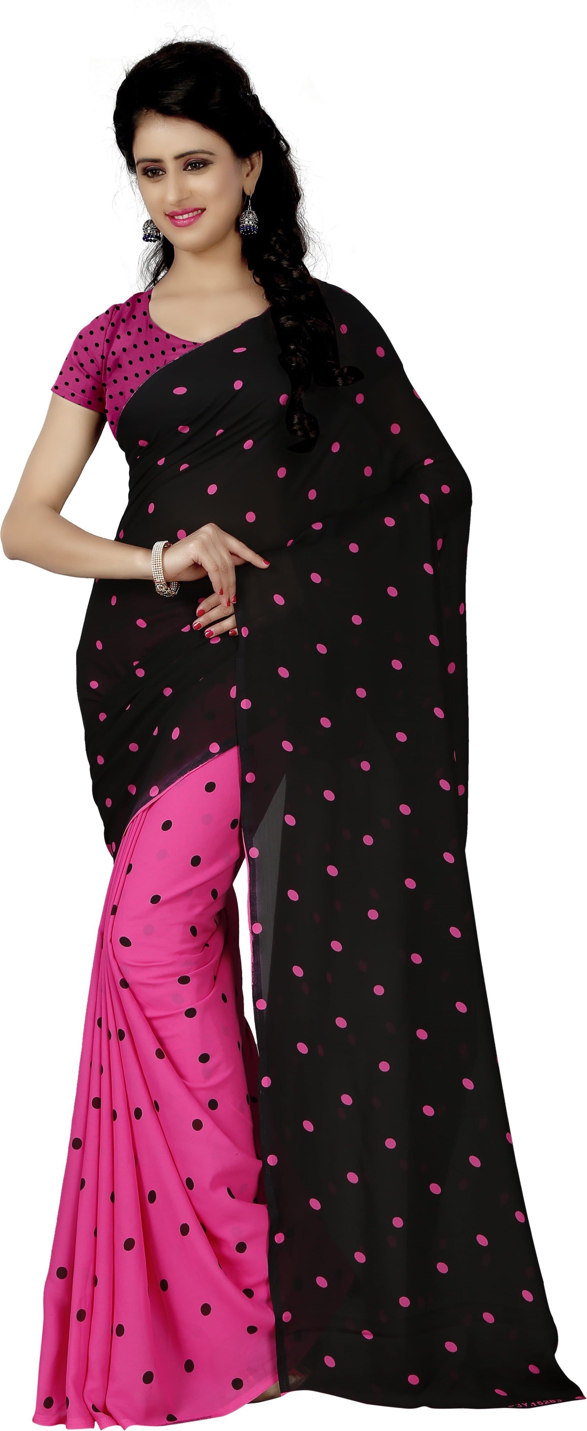 Polka Print Daily Wear Georgette Saree