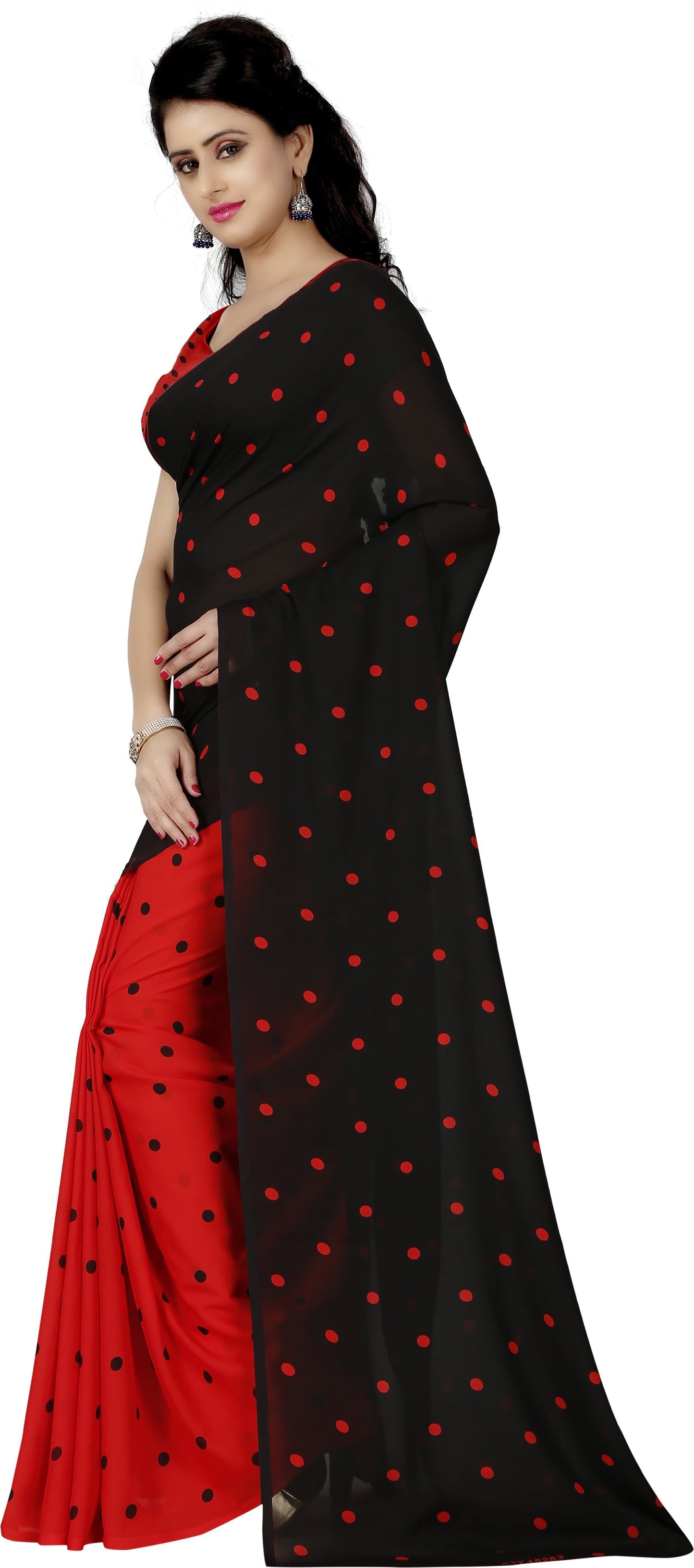 Polka Print Daily Wear Georgette Saree