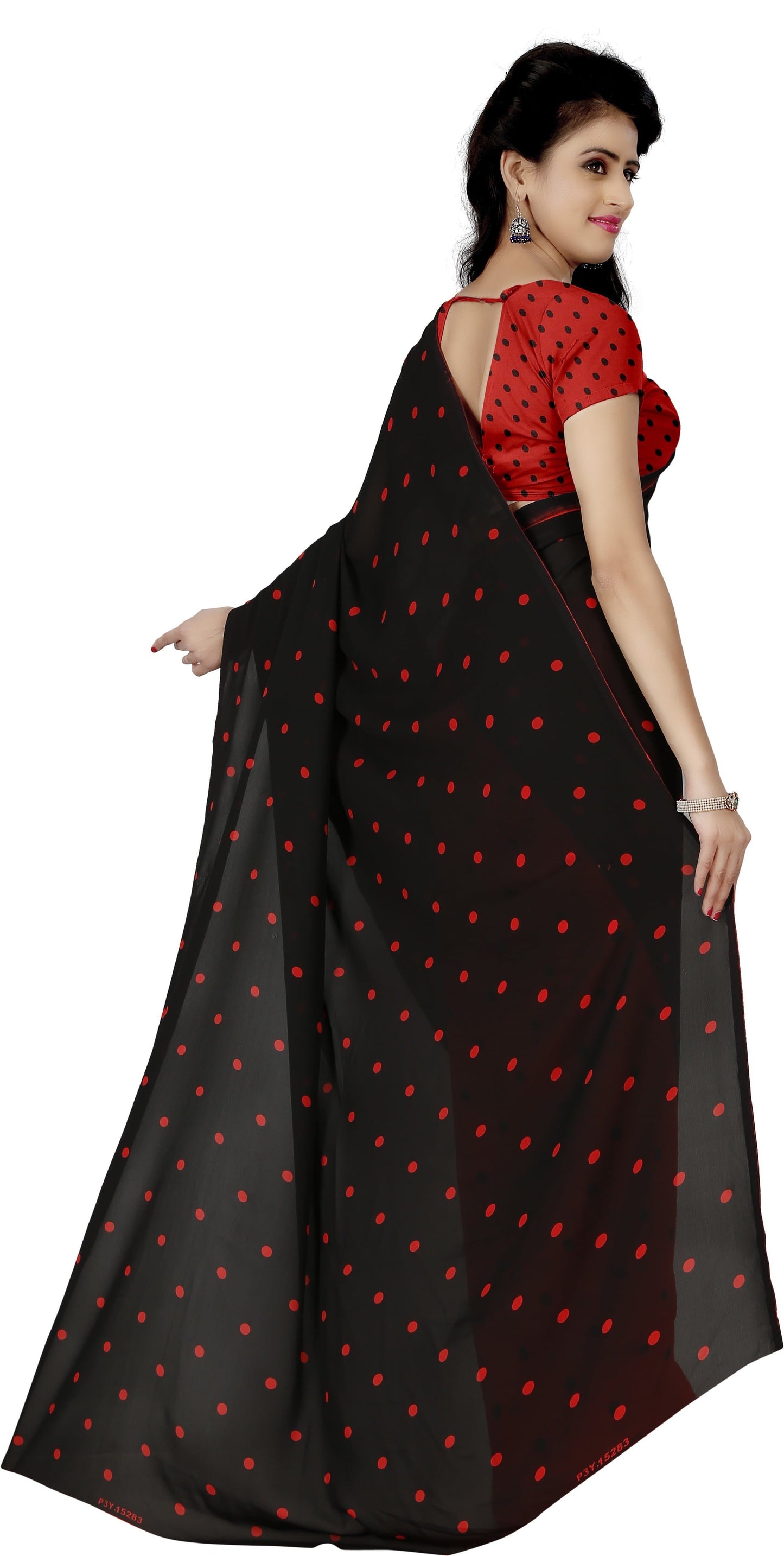 Polka Print Daily Wear Georgette Saree