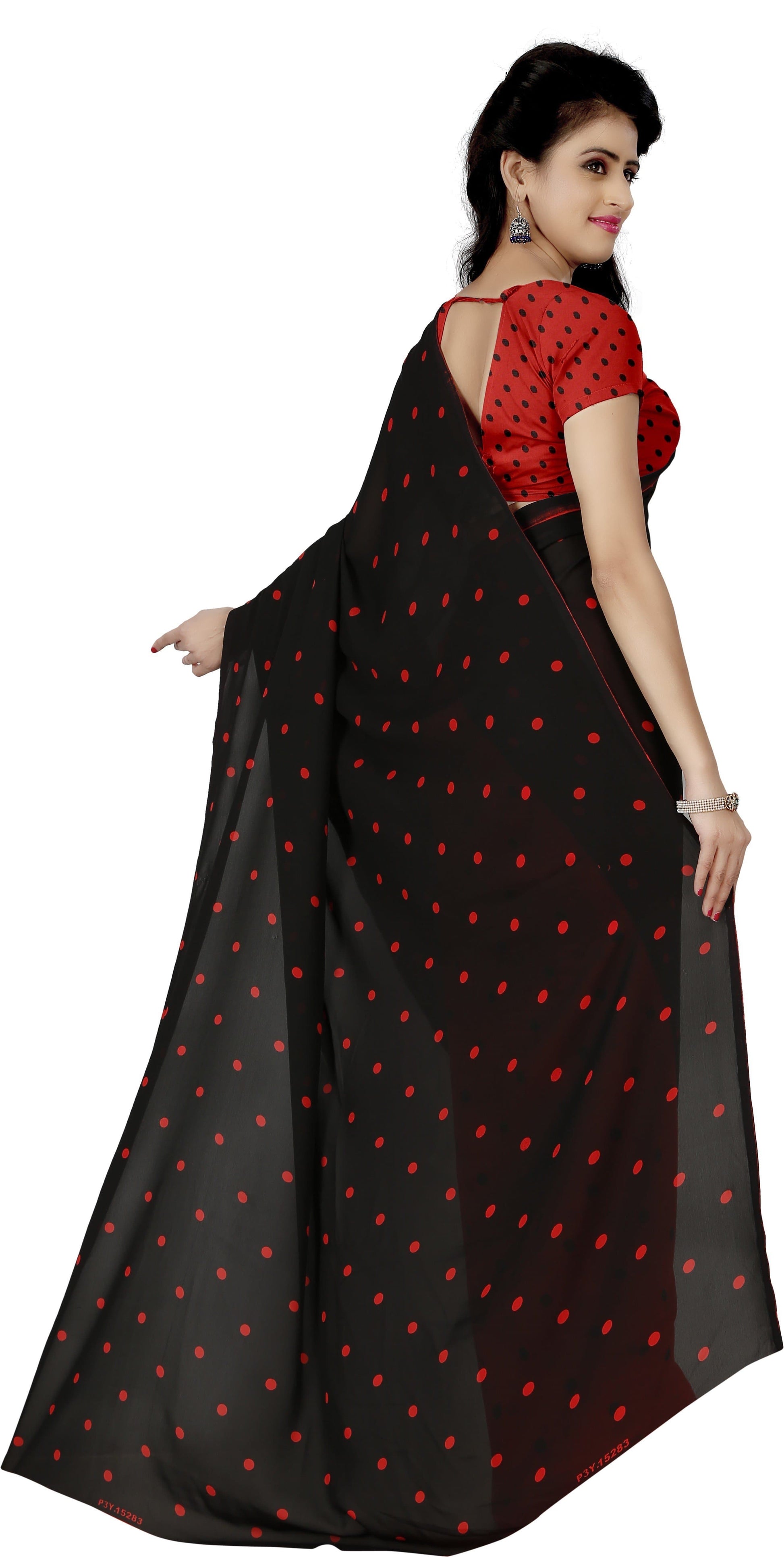 Polka Print Daily Wear Georgette Saree
