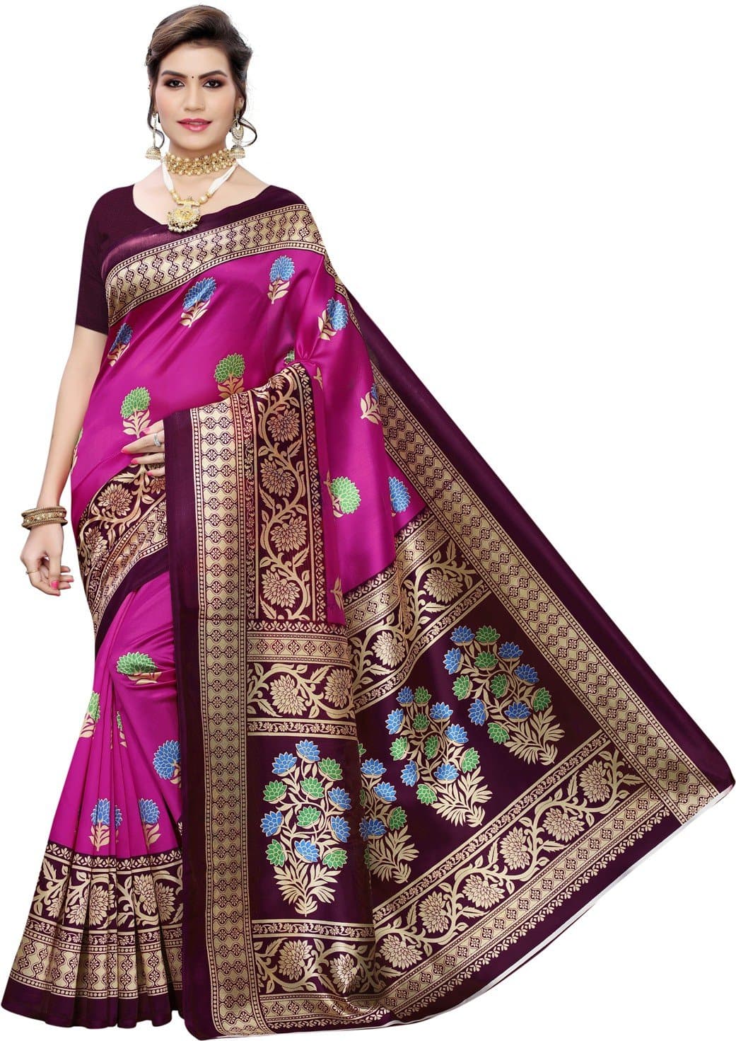 Printed Kanjivaram Cotton Silk Saree