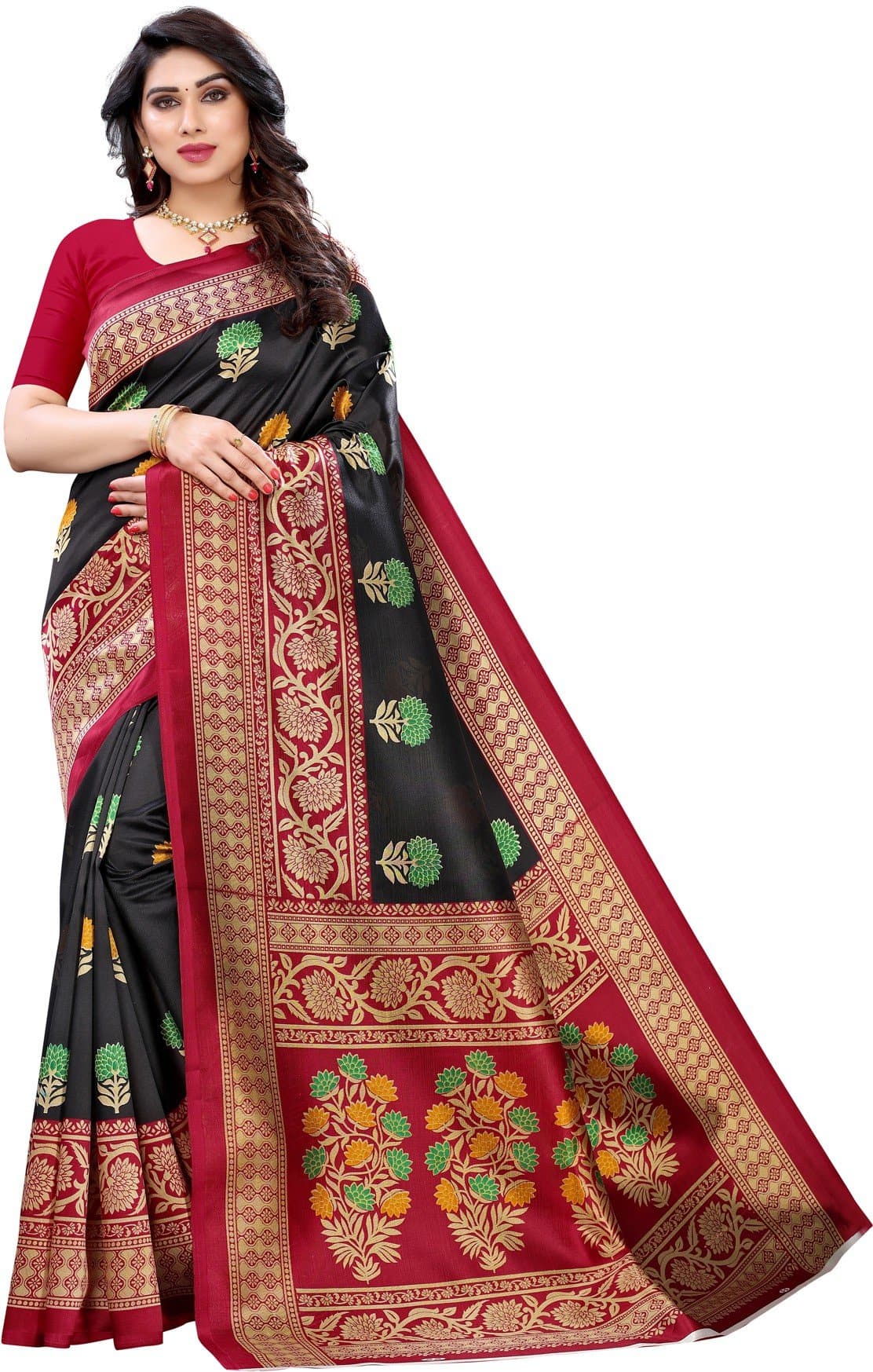 Printed Kanjivaram Cotton Silk Saree
