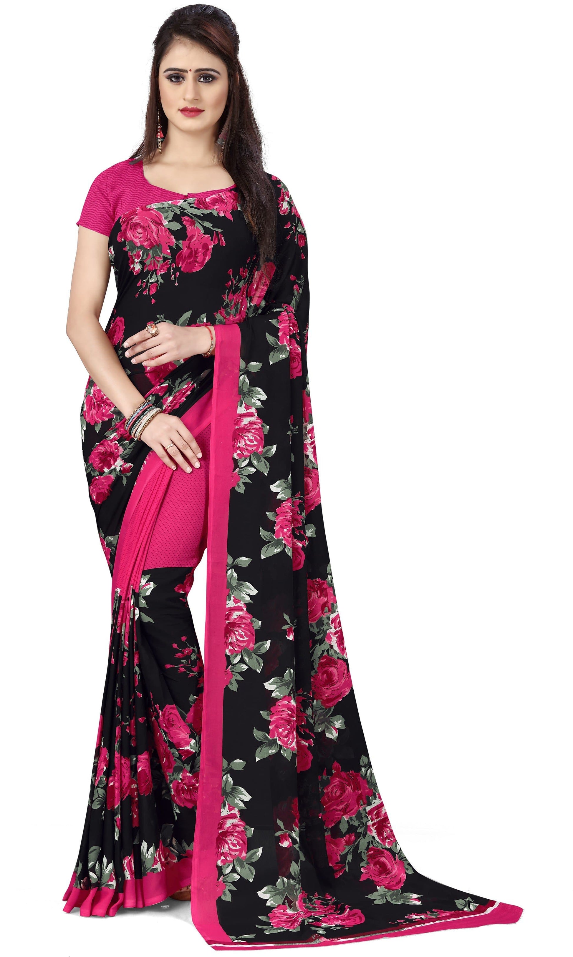 Floral Print Georgette Saree