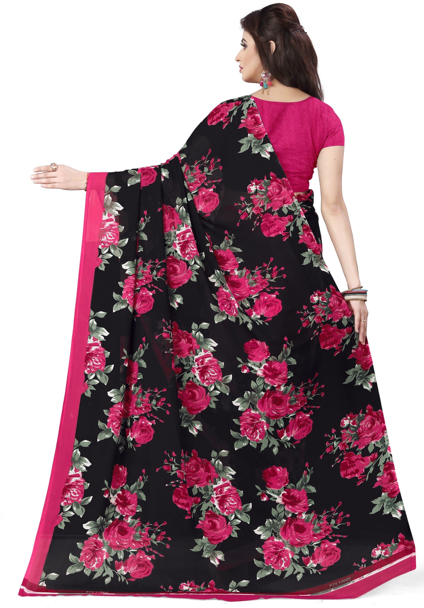 Floral Print Georgette Saree