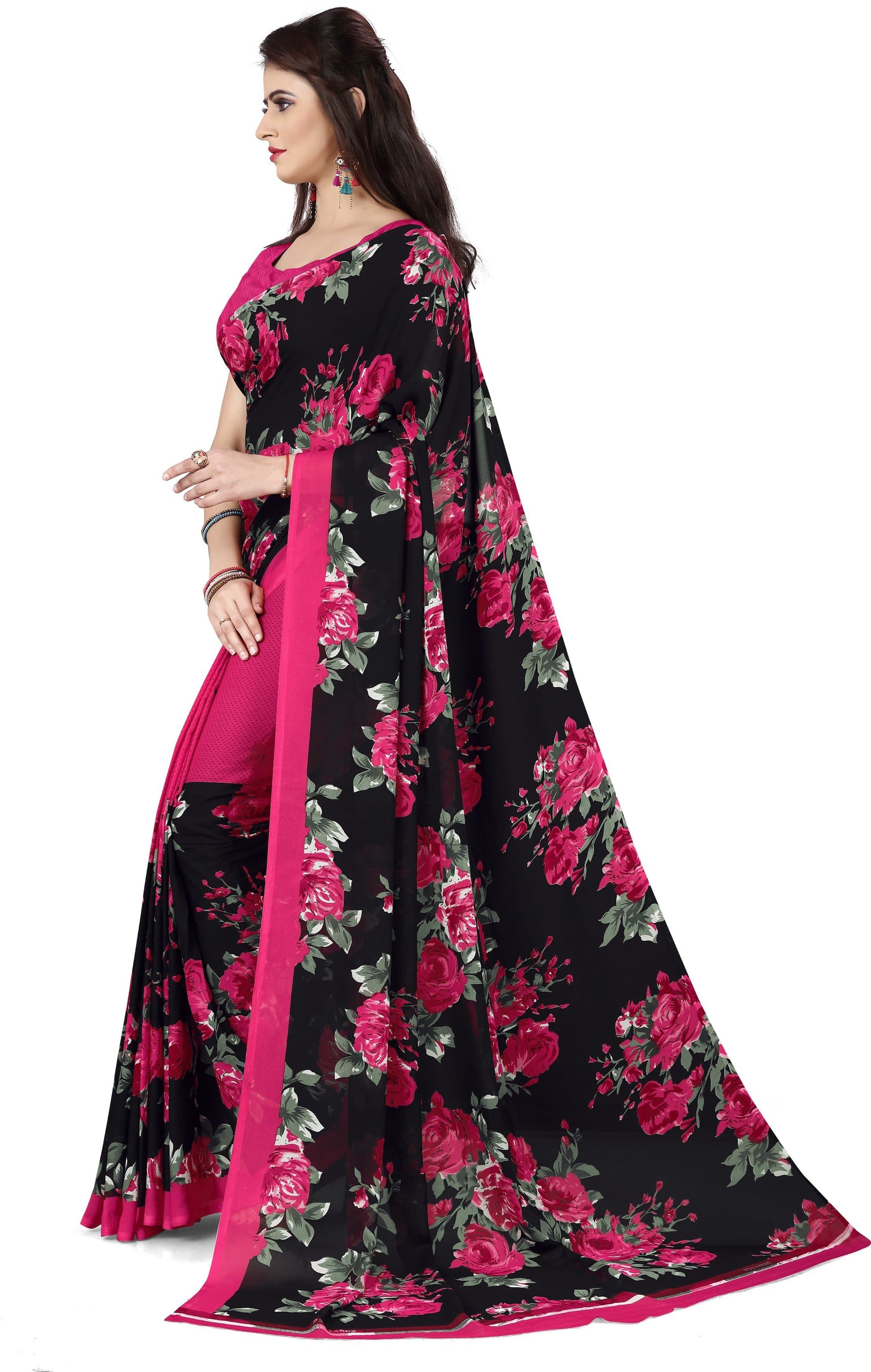 Floral Print Georgette Saree