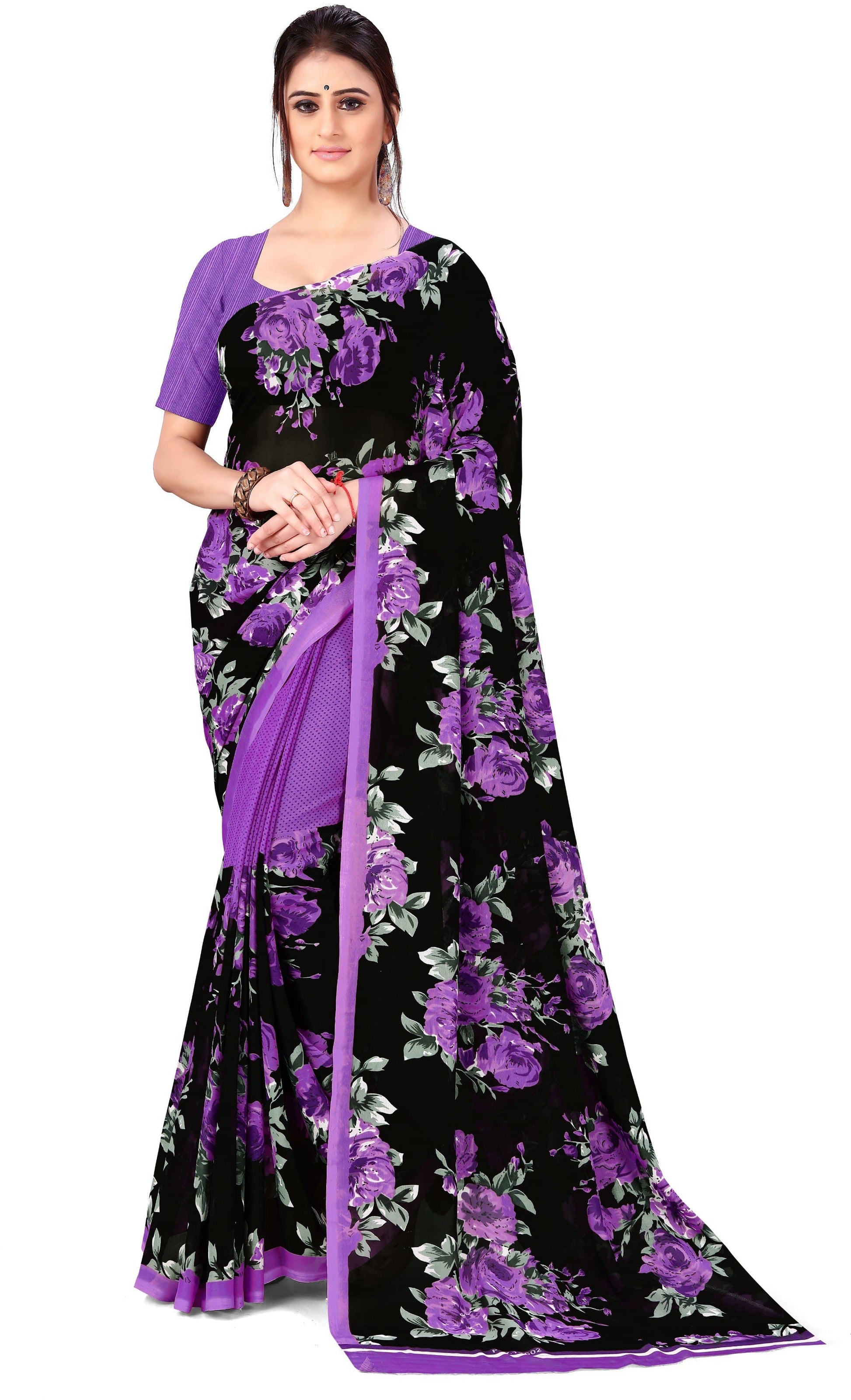 Floral Print Georgette Saree