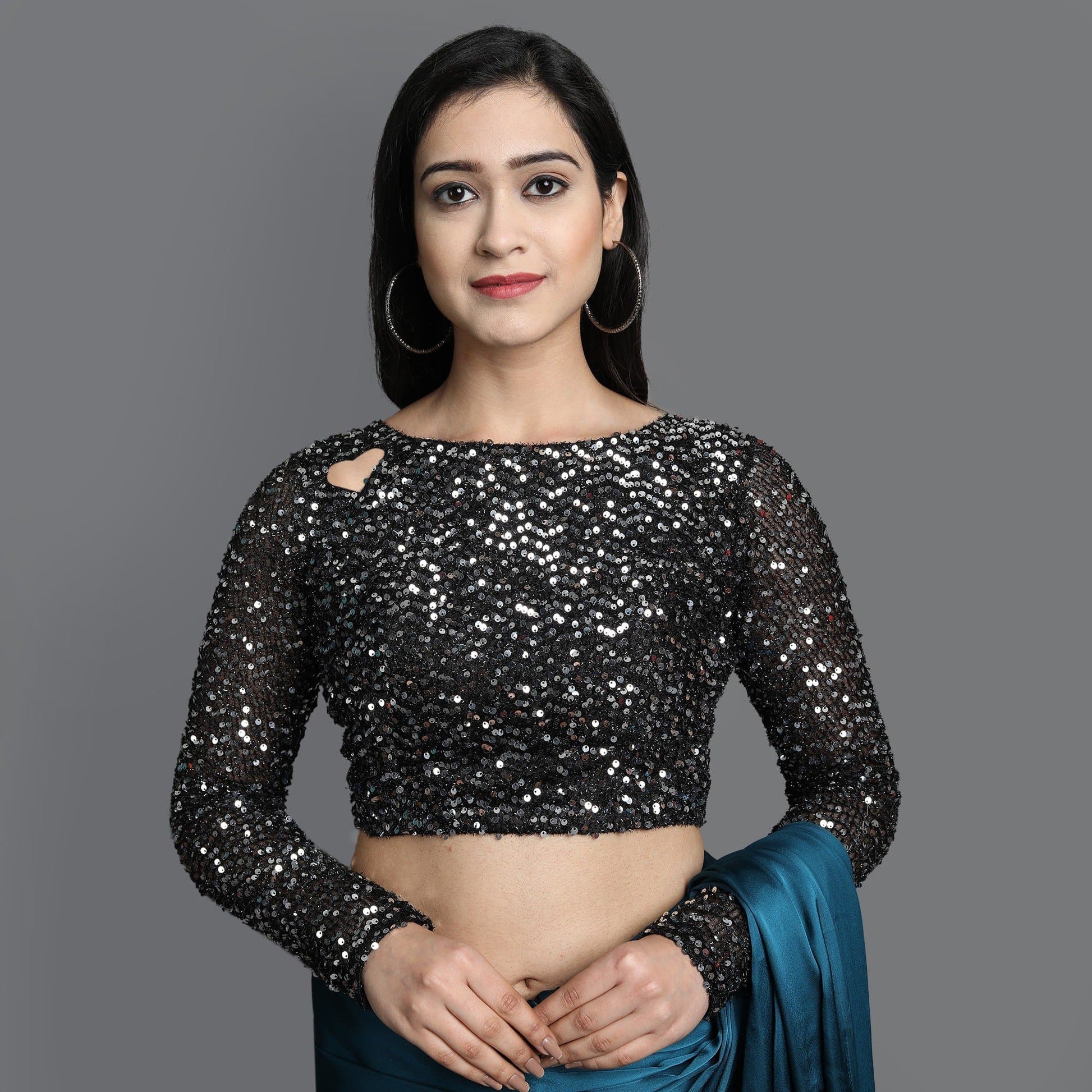 Bollywood Sequin Satin Silk Blend Saree