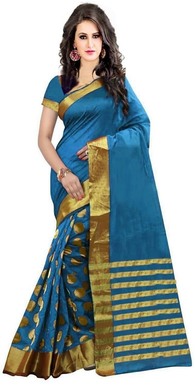 Woven Kanjivaram Cotton Silk Saree