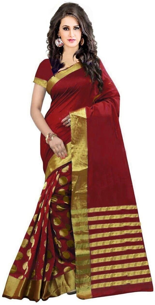 Woven Kanjivaram Cotton Silk Saree