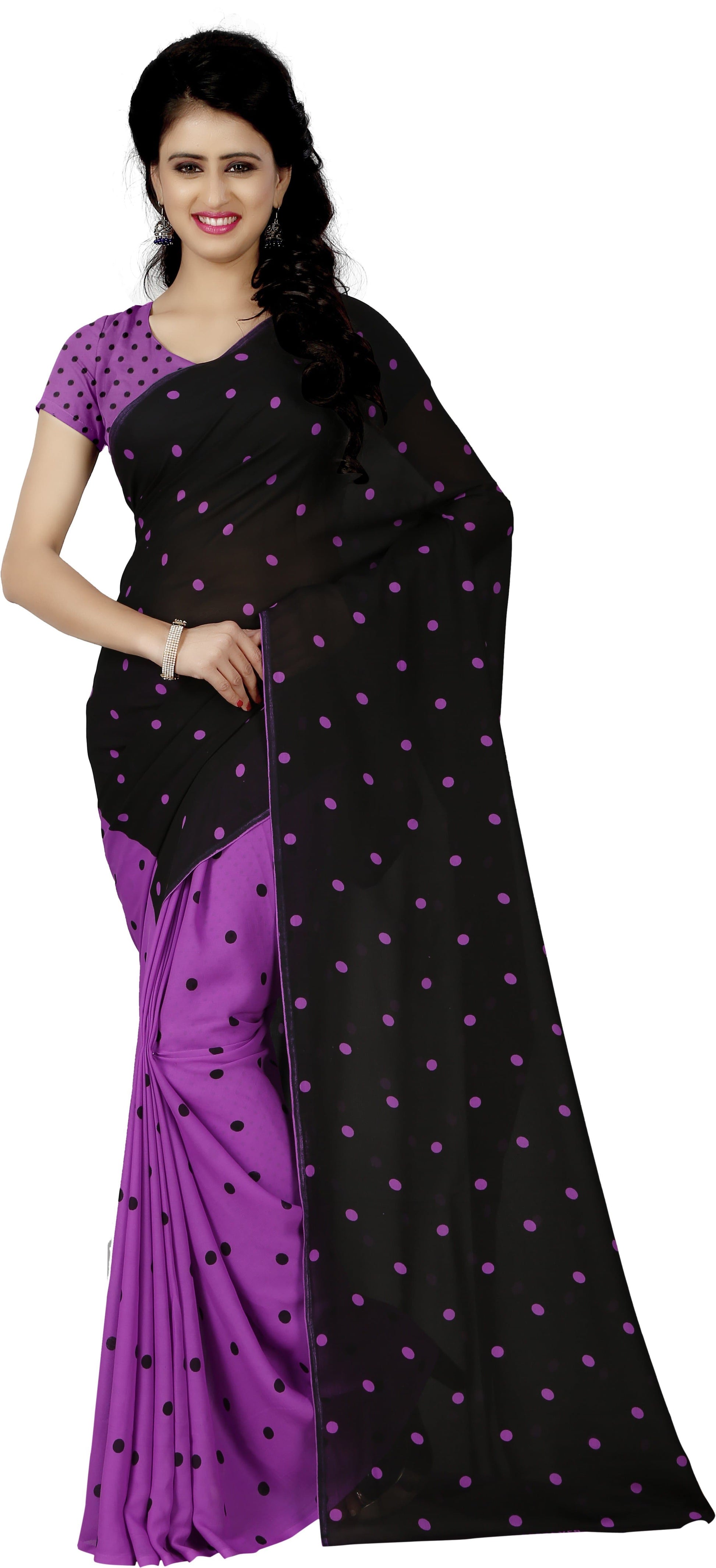 Polka Print Daily Wear Georgette Saree