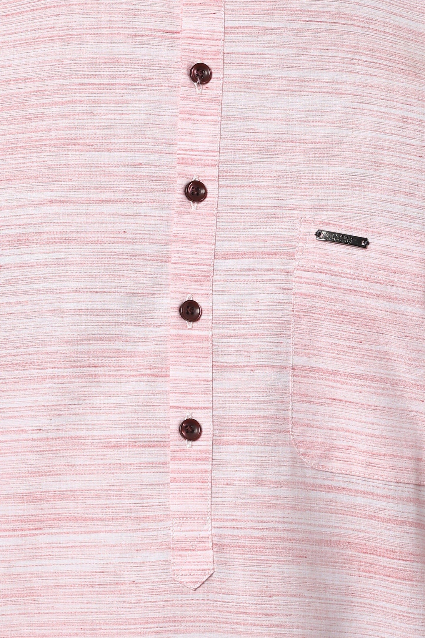 Pink Mandarin Collar Striped Straight Kurta