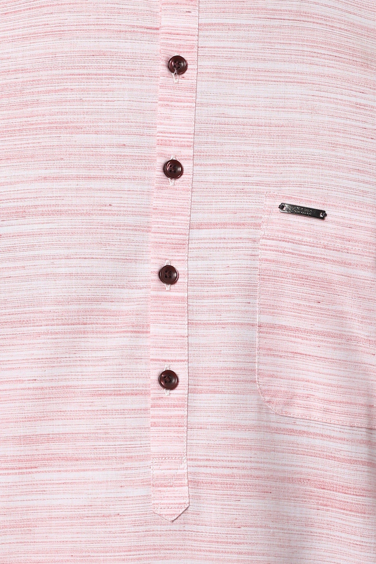 Pink Mandarin Collar Striped Straight Kurta