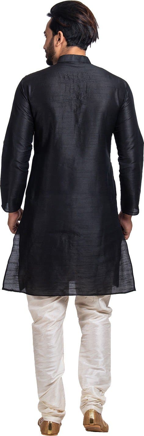 Mandarin Collar Solid Full Sleeve Silk Straight Kurta