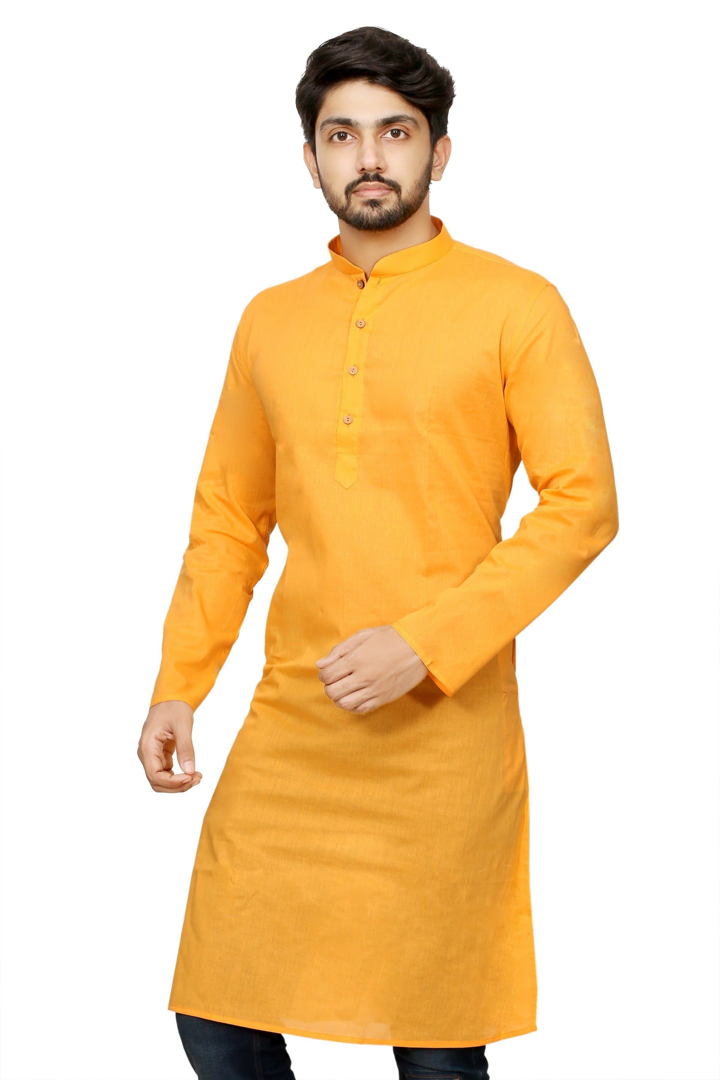 Mandarin Collar Knee Length Solid Straight Kurta