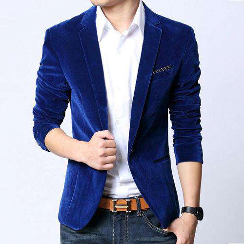 Royal Blue Velvet Blazer