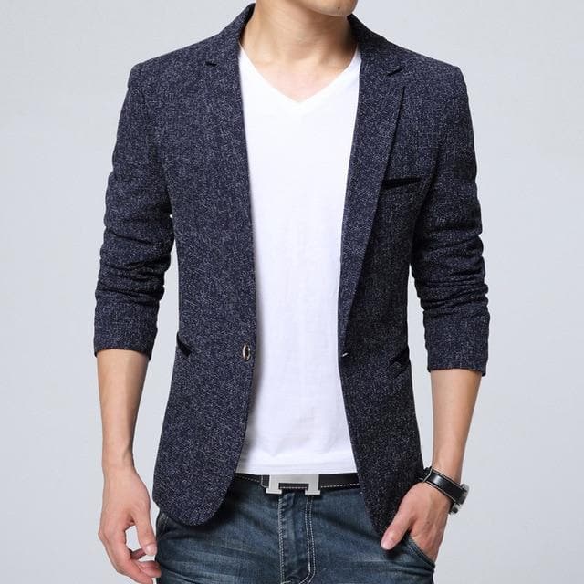 Single Breasted Notched Collar Slim Fit Smart Casual Blazer