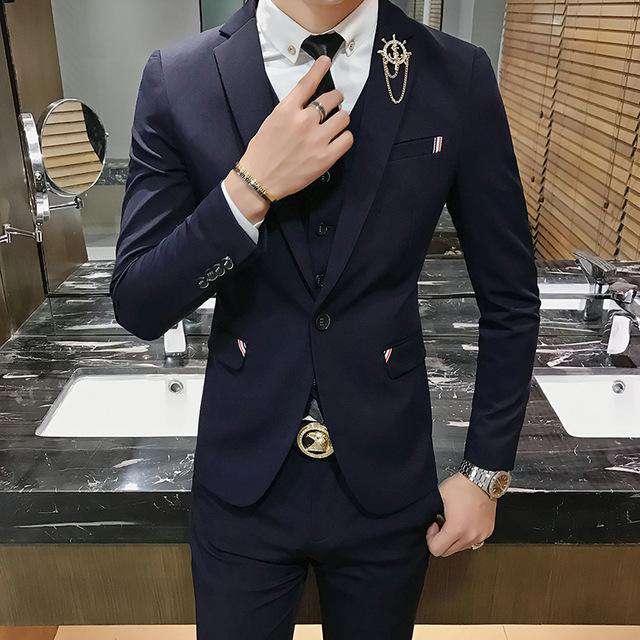 SlimThree-piece Single Breasted Suit