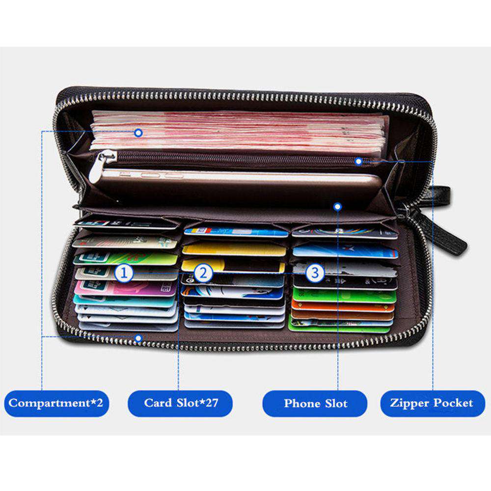 Genuine Leather Large Capacity Card Holder Money Purse Wallet