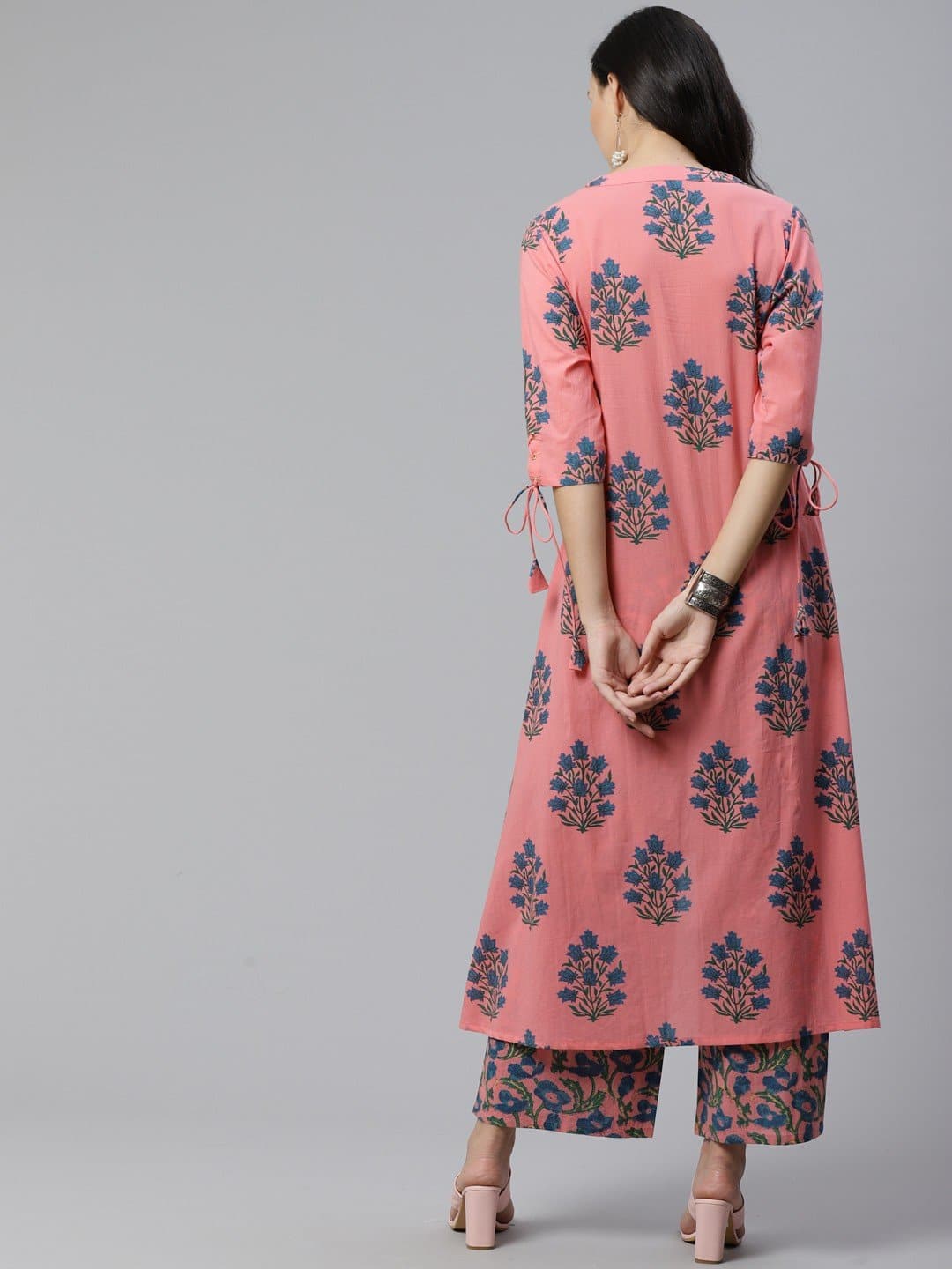 V-Neck Printed Kurta and Palazzo Set