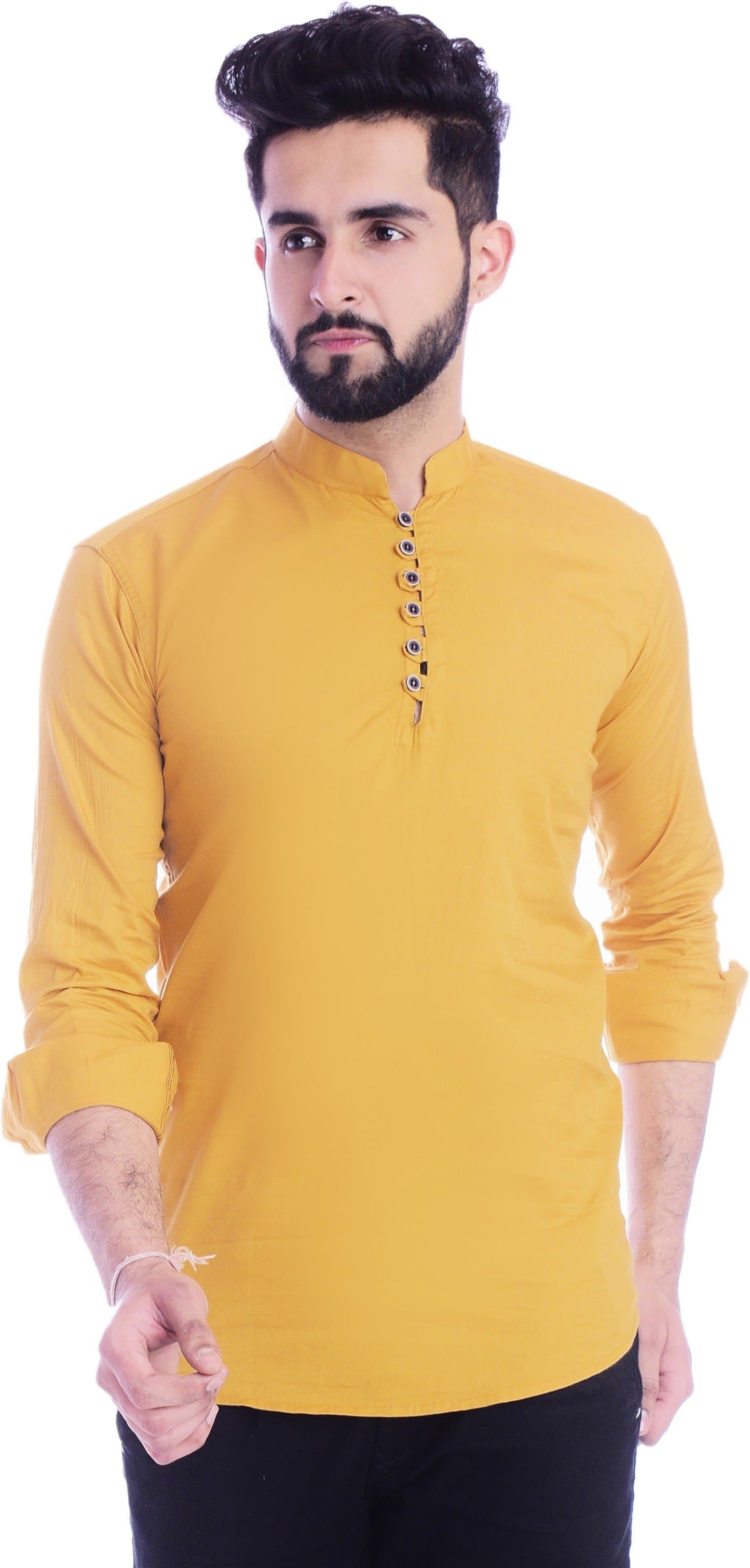 Full Sleeve Mandarin Collar Solid A-line Kurta