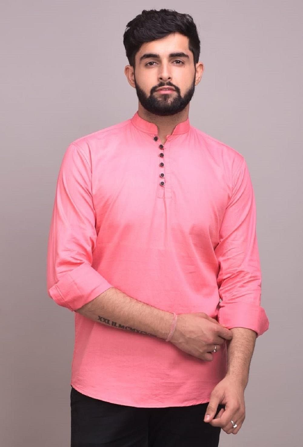 Full Sleeve Mandarin Collar Solid A-line Kurta