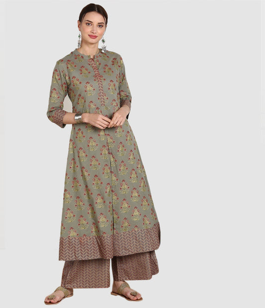 Mandarin Collar Kurta and Palazzo Set