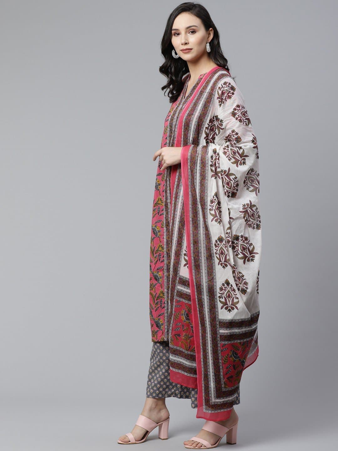 Mandarin Collar Printed Kurta and Palazzo Set