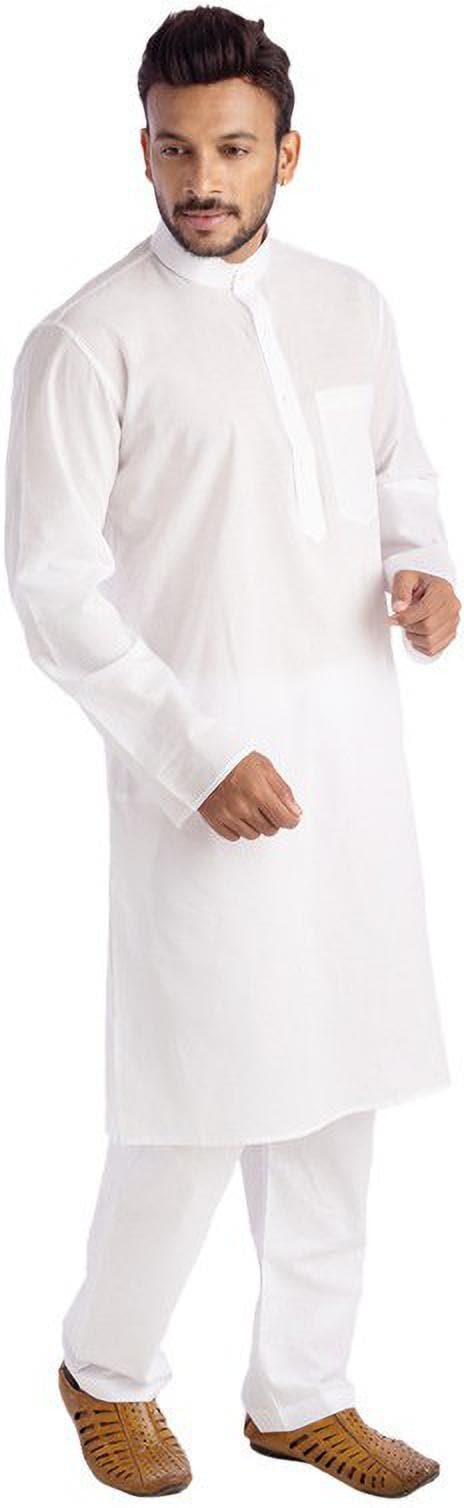 White Mandarin Neck Full Sleeve Solid Straight Kurta