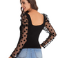 Sweetheart Neck Mesh Puff Sleeve Slim Fitted Tee Top