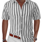 Striped Print Button Front Short Sleeve Shirt