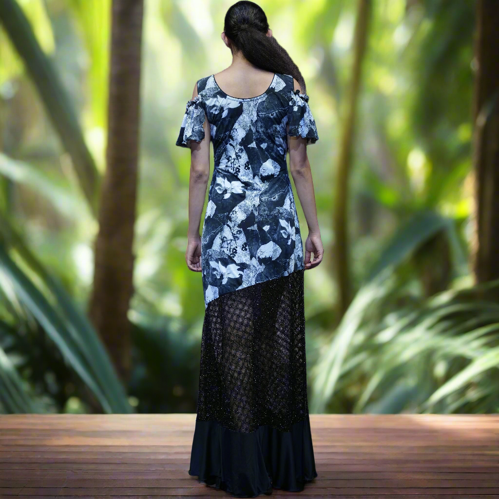 Printed Lycra Gown With Lurex Knit At The Bottom