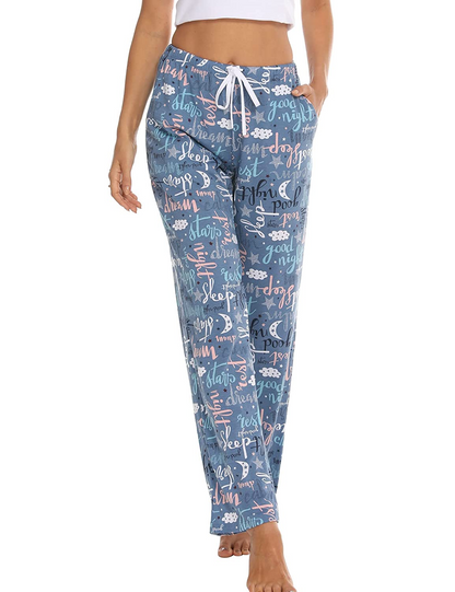 Tye Dye Print High Waist Drawstring Pants with Pockets Pyjama Sleepwear