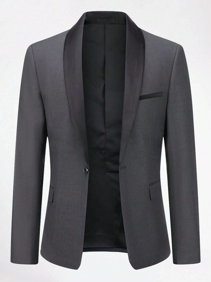 Shawl Collar Single Button Single Breasted Blazer