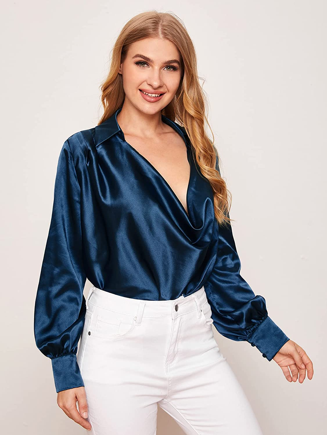 Long sales satin blouse