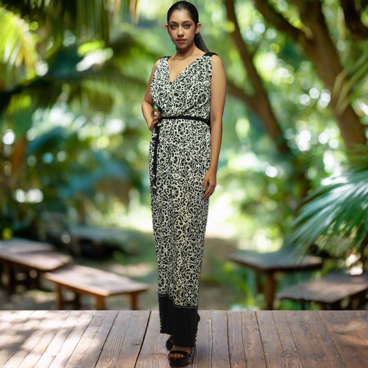 Black White Printed Jumpsuit