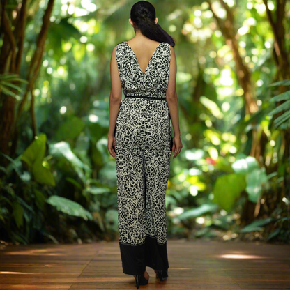 Black White Printed Jumpsuit