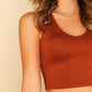 Scoop Neck Solid Fitted Tank Top - Brown