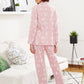 Pink Contrast Binding Leaf Print Sleepwear Set