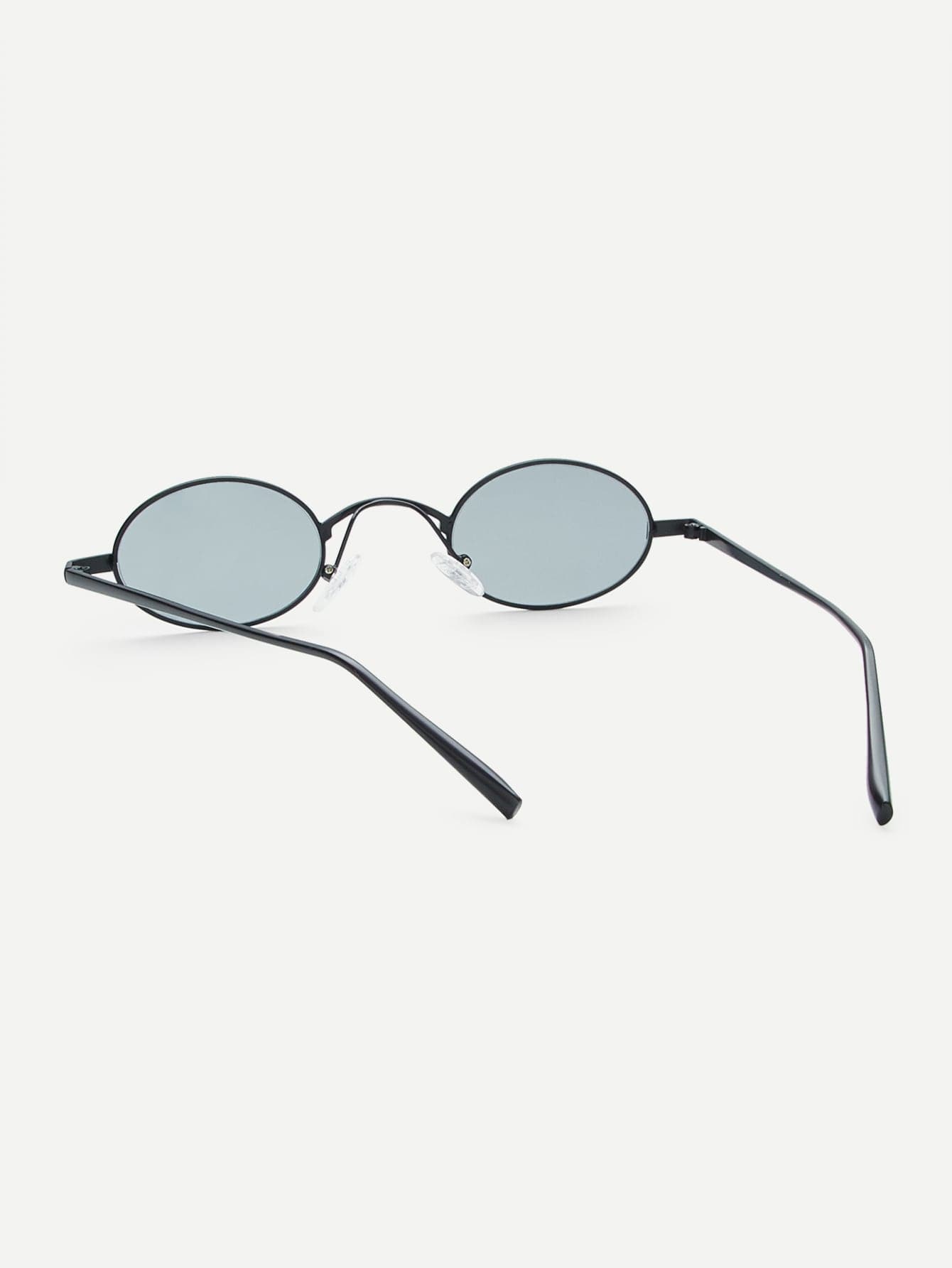 Grey Metal Frame Oval Sunglasses