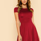 Round Neck High Waist V Back Cap Sleeve Fit & Flare Dress