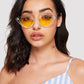 Yellow Cat Eye Flat Lens Sunglasses