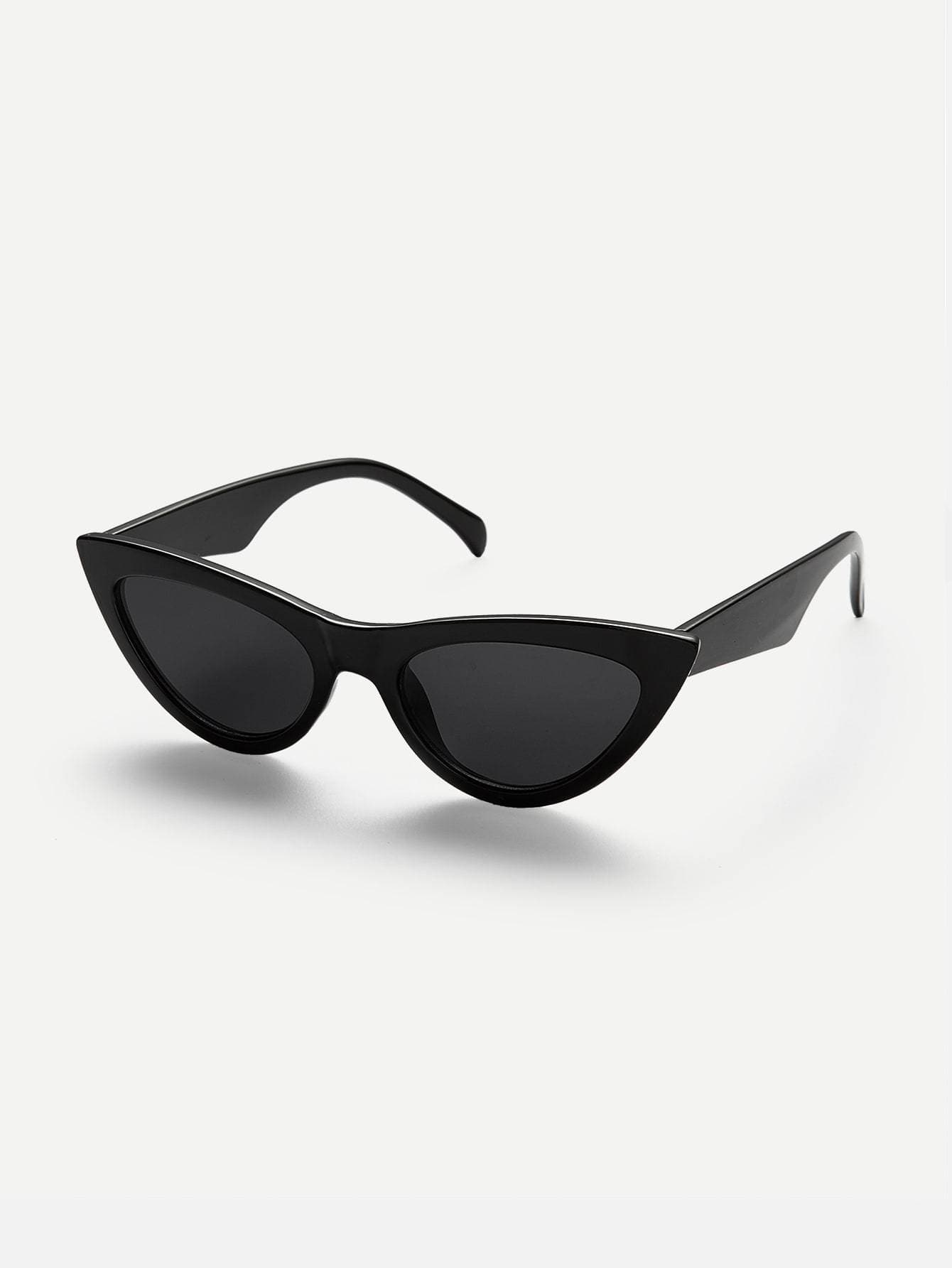 Black Cat Eye Flat Lens Sunglasses