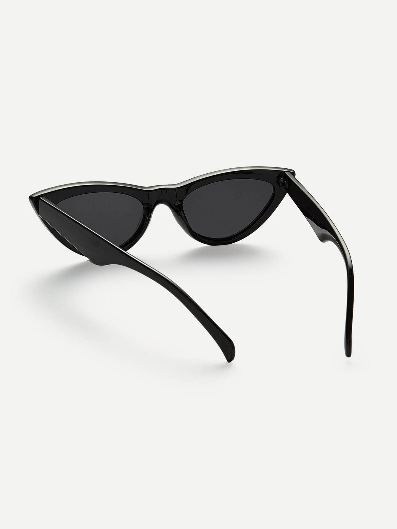 Black Cat Eye Flat Lens Sunglasses
